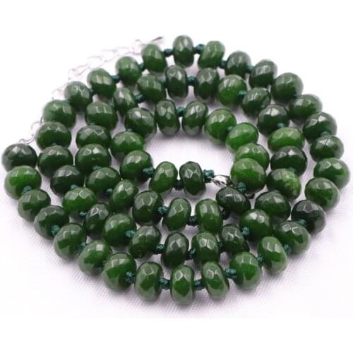 Natural Stone Beads Necklace Chain 5x8mm Faceted Abacus Taiwan Jades Chalcedony Necklaces Choker Gifts Jewelry 18" A775