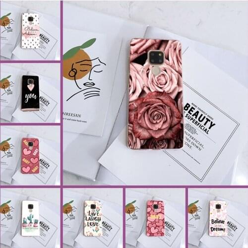 Phone Case For Huawei Mate 20 10 9 Lite Heart Flower Love Rose Fashion Silicone Back Cover For Huawei Mate 7 8 9 10 Pro Case