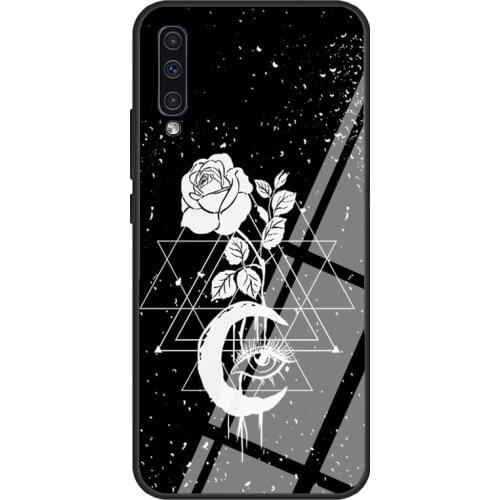 Occult Witchcraft Moon Rose Gothic Witch Tempered Glass Case For Samsung A52 A12 A32 A42 A72 A31 A51 A71 A40 A50 A70 A20e A21S