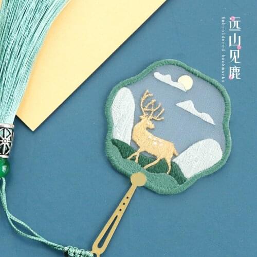 DIY Embroidery Bookmark Creative Gift. Chinese style feature embroidered landscape plant bookmark. Giving embroidery guy