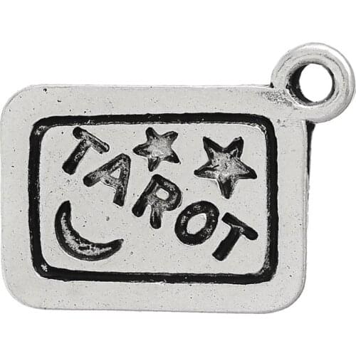 DoreenBeads Charm Pendants Rectangle Silver color Star & Moon Message Carved 18mm( 6/8") x 14.0mm( 4/8"),20 PCs
