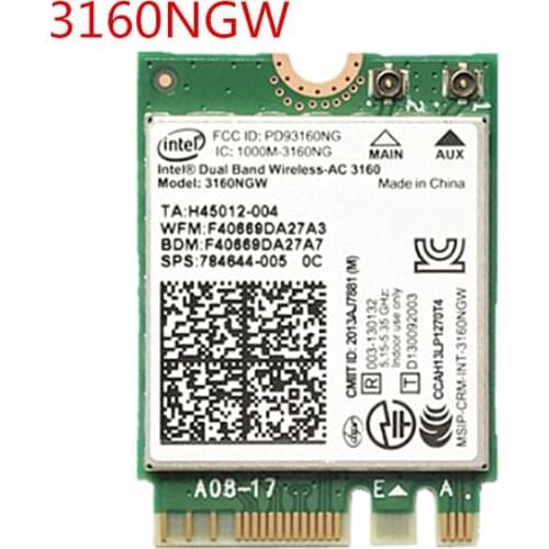 Dual Band Wireless-AC 3160 Wifi Bluetooth NGFF Wlan Adapter FRU 04X6034 For Lenovo IBM Intel 3160NGW 802.11ac Wifi+BT 4.0 Card
