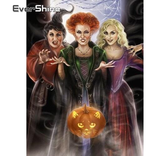 EverShine Diamond Painting With Square Rhinestones Halloween Diamond Embroidery Cross Stitch Kit Diamond Mosaic Bead Picture Art