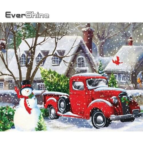 Evershine DIY Diamond Embroidery House Rhinestone Art Cross Stitch Diamond Painting Car Landscape Mosaic Winter Home Decor