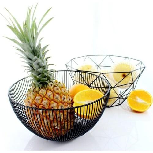 European Style Simple Wrought Iron Fruit Basket Creative Home Storage Box Living Room Fruit Plate Kitchen Food Storage Organizer