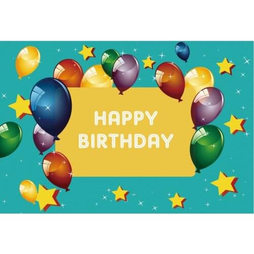 Happy Birthday Backdrop Colorful Balloon Green Photography Background Celebration Photo Booth Studio Decor