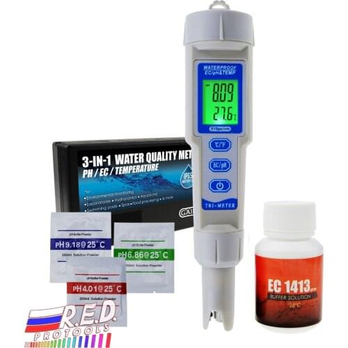 PH /EC/Temperature Meter ATC 3 in 1 Waterproof Pen Type Water Quality Combo Multi-Parameter Tester Monitor Analyzer Acidometer