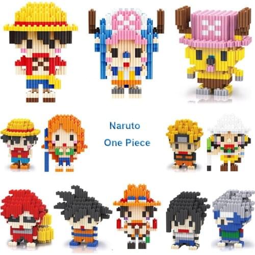 200pcs+ One Piece Anime Building Blocks Kakashi Luffy Gaara Chopper Model Connection Mini Brick Figures Toys for Children
