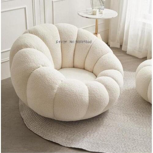 Lazy sofa pumpkin chair tatami single lamb wool white cute bedroom balcony leisure small sofa chair