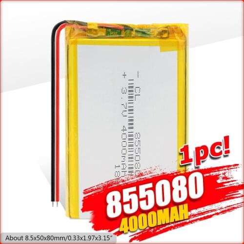 YCDC 3.7v li po li-ion batteries 3 7 v polymer Rechargeable battery 855080 4000mAh For MP4 MP5 Tablet GPS DVD PDA MID BT Speaker