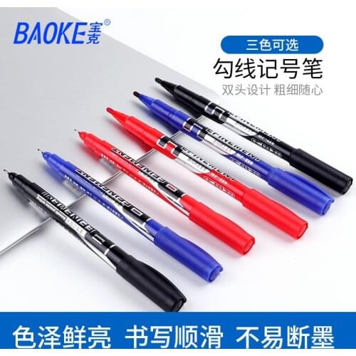 1 Pcs Red/Blue/Black The Office Supply Double-head Marker Pen Stationery Oily Markers Fast Dry Marker Pens for Paper Metal Glass