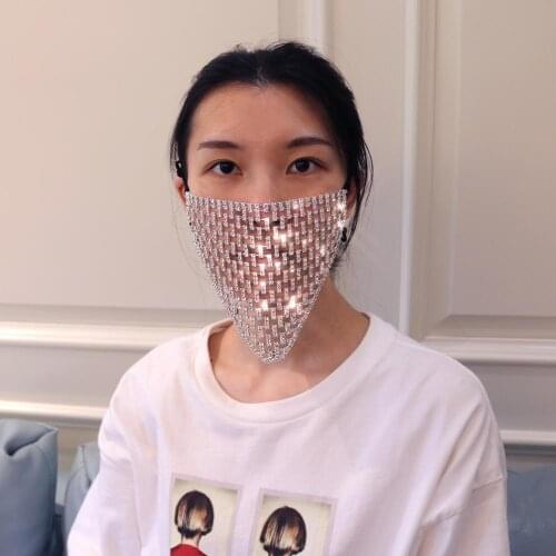 2020 Bohemia New Design Bling Rhinestone Long Tassel Mask Face Mask Jewelry for Women Luxury Crystal Decoration Face Jewelry