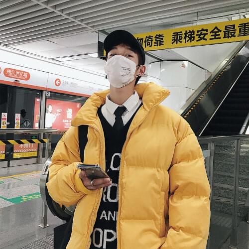 Fashion Korean Clothing 2021 Winter New Mens Stand Collar Parkas Woman Warm Streetwear Coat Man Thicken Zipper