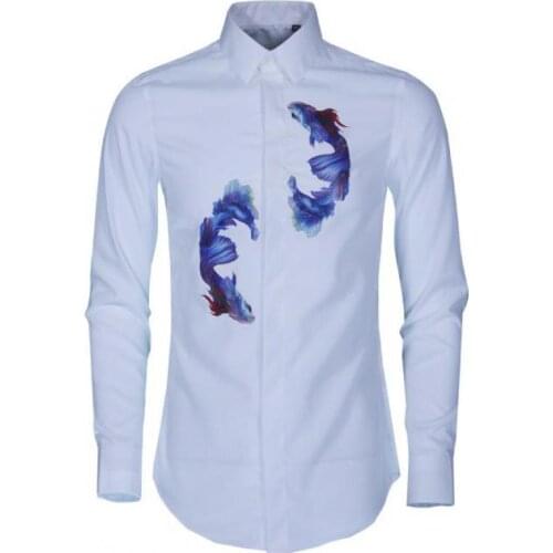 3D Digital Printing Men Shirt 100% Cotton Chinese Style Long Sleeve Mens Dress Shirt Camisa Masculina Slim Fit Man Shirts 4XL