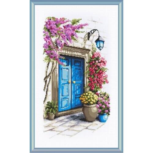 "Flower door" Counted cross stitch kit 14ct 11ct printed fabric embroidery DIY needlework High Quality Fishxx