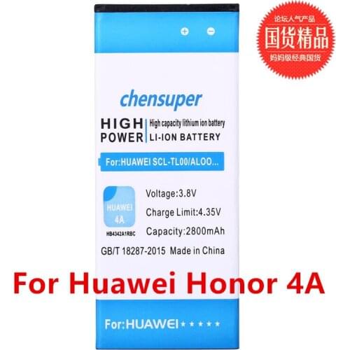 New High quality For Huawei Honor 4A Battery Honor4A SCL-TL00 SCL-ALOO New 2800mAh HB4342A1RBC Battery