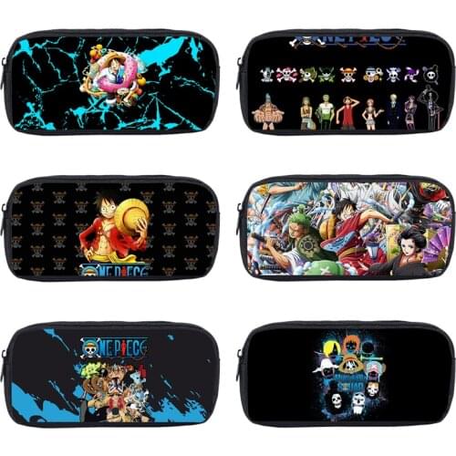 2021 New One Piece Pencil case Kids Anime 3D Print Japan Harajuku pen bag Boys Children School case Women Anime Cosmetic Bags