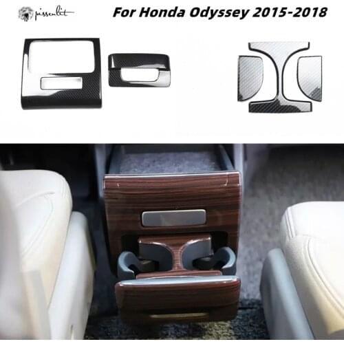 Fit for Honda Odyssey 2015 2016 2017 2018 Carbon Fiber Style Interior Decoration Accessories Water Cup Panel ABS Sticker