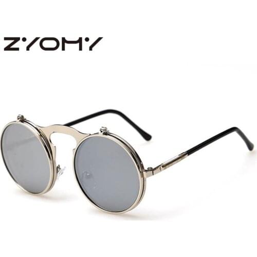 Q Anti-Reflective Metal Frame Double Layer Men Women Sunglasses Brand Design Eyewear Round Retro Glasses Oculo De Sol UV400 очки