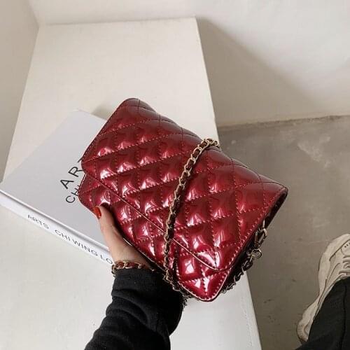 Luxury Women Messenger Bags Patent Leather Female Shoulder Bag Diamond Lattice Crossbody Bags Ladies Handbags Flap Bag Party Sac