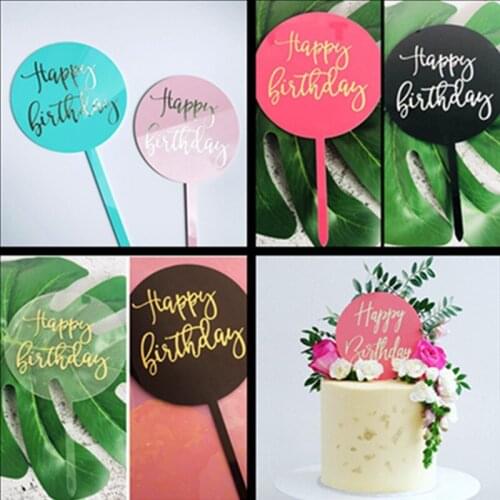 Happy Birthday Acrylic Cake Topper Gold Foil Letters Cupcake Topper For Birthday Party Cake Decorations Baby Shower