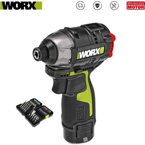 WORX 12V Brushless Motor Impact Cordless Electric Screwdriver WU132 Professional Tool with 42PCS Drill Bits Set Big Torque