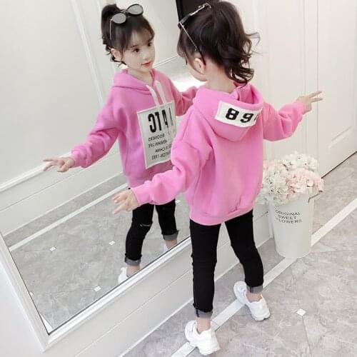 Kids Girls Korean Stylish Printed Letter Harajuku Hoodeies Warm Sweatshirt Teen Atunmn Winter Children 2020 New Casual Outerwear