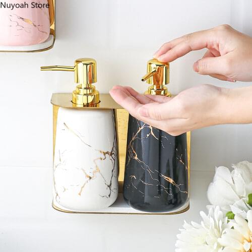 Creative Bathroom Lotion Bottle Set Ceramic Light Luxury Hand Sanitizer Shower Gel Bottle Press Bottle Bathroom Decoration