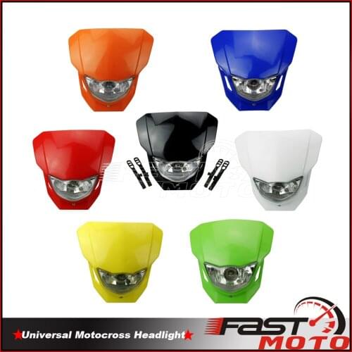 Black Universal Motorcycles Headlight Motorbike Dirt Bike Supermoto Headlights Headlamp For SX EXC XCF Yamaha WR KLX RMZ