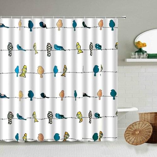 Fun Creative Parrot Bird Shower Curtain Flower Sunflower Personality Design Bathroom Accessories With Hook Waterproof Curtains