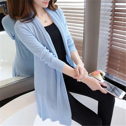 The spring in the New Womens 2017 loose long sweater cardigan sweater shawl female thin coat for summer air conditioning ZY3063