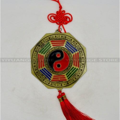 China Feng Shui Brass 12 Zodiac Yin Yang Tai Chi Bagua Mirror Home Decoration evil spirits Bring Good Luck