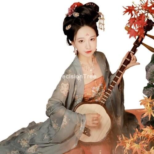 2021 oriental traditional chinese hanfu dress for women chiffon folk dance costumes female vintage tang suit princess dress