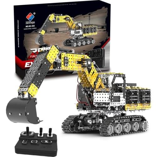 2544Pcs DIY Metal Model Kits 2.4G 12CH Simulation RC Excavator Construction Vehicle Assembly Toy Assemble Toys For Kids
