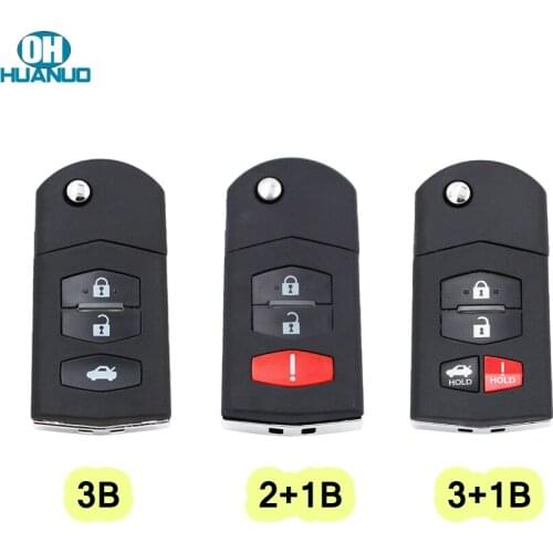 3/4 buttons Flip Remote Key Fob Shell Case fob 4 Button for Mazda 3 5 6 RX-8 CX-7 CX-9 RX-8 with uncut HU133 blade