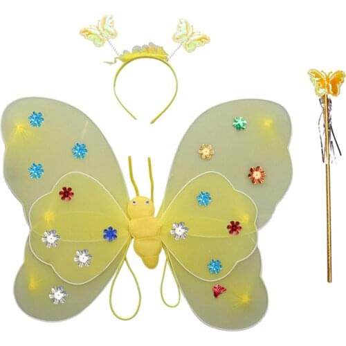 3 X Kid Fairy Butterfly Wand Headband Tutu Skirt Fancy Dress
