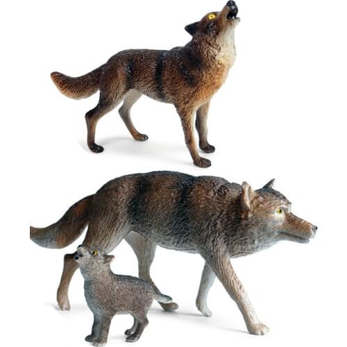 3pcs/set Forest Wild Animal Grey Wolf Figure Collector Toys Coyote Model Kid Gift PVC Simulation Education Wolf Model Home Decor
