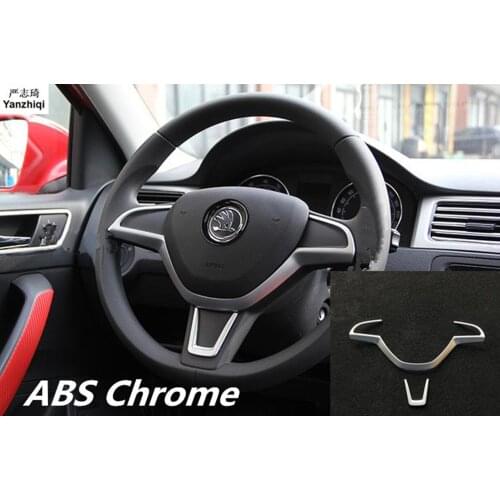 ABS Chrome Steering wheel decorative sequins Car Styling Stickers for Skoda 2014-2017 Rapid / Rapid Spaceback
