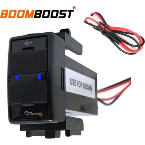 Dual USB Phone Charger Socket Dashboard Phone Charger Interface Socket Car Charger Use for NISSAN 12V 2.1A