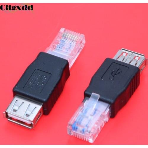 Cltgxdd 1PCS USB 2.0 Female To RJ45 Male Ethernet Adapter Router Plug Connector Socket USB to Network cable crystal interface