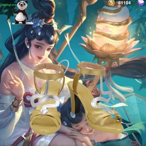 CosplayLove Arena Of Valor Honor of Kings Da Qiao Gold Cosplay Shoes Long Boots Leather Hand Custom Made