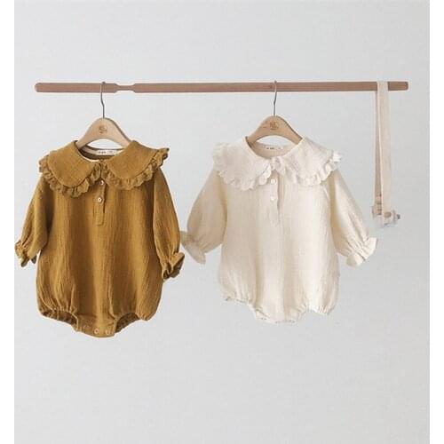 Baby Romper Summer Spring Newborn Baby Girl Clothes Muslin Baby Girls Romper Outfits Long Sleeve Infant Baby Jumpsuit Playsuit