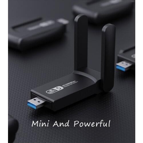USB3.0 WiFi Aapter 1200Mbps 2.4G/5Ghz Dual Band Wireless Card Mini WiFi Dongle With Stretch High Gain Antenna For Laptoop/PC