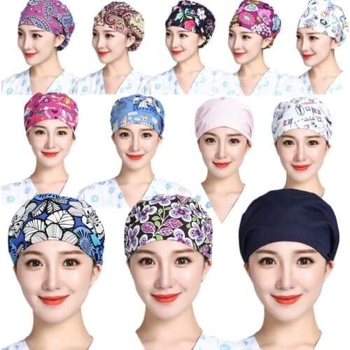 Breathable Women Men Work Caps Hair Cover Adjustable Unisex Working Cap for Home Kitchen Cooking Beanie Hats Ponytail Beanie