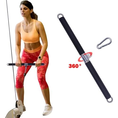 Gym Rotating Straight Bar for Cable Machine Home LAT Pull Down Resistance Bands Bar Two End with Bearing Ring Fitness Equipment
