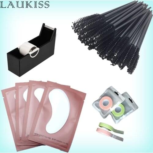 Fastshipping Eyelash Pads Patches For Eyelash Extension Disposable Eyebrow Brush Adhesive Tape Tape Cutter Holder Makeup Tool
