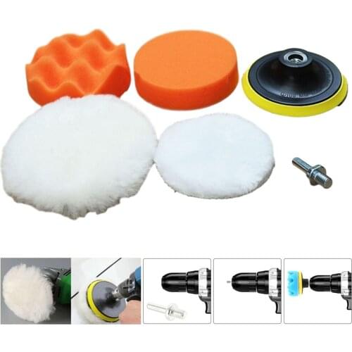 125mm Car Polisher Sponge Pad And Wool Polishing Wheel Kit Backing Plate 10mm Shank M10 Adapter
