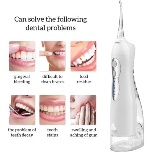 3 Modes Oral Irrigator 220Ml USB Water Flosser Dental Water Jet Teeth Whitening Ipx7 Waterproof Teeth Cleaner with 4 Jet