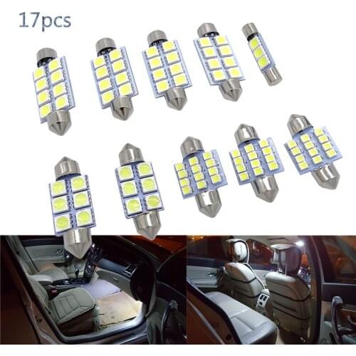 JIUWAN 17pcs/set Car White LED Reading Lights Car Dome Bulbs Map Lamp for Volvo V70 XC70 2002-2007 Car Interior Accessories