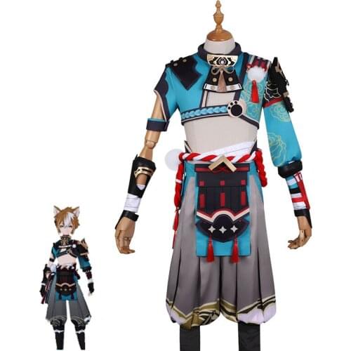 Game Genshin Impact Gorou Cosplay Costume Fashion Combat Uniforms Full Set With Ears Tail Party Role Play Clothing Custom Made